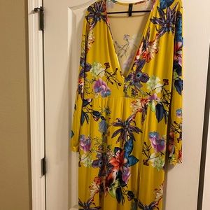 Long Sleeve Split Thigh High Floral Dress